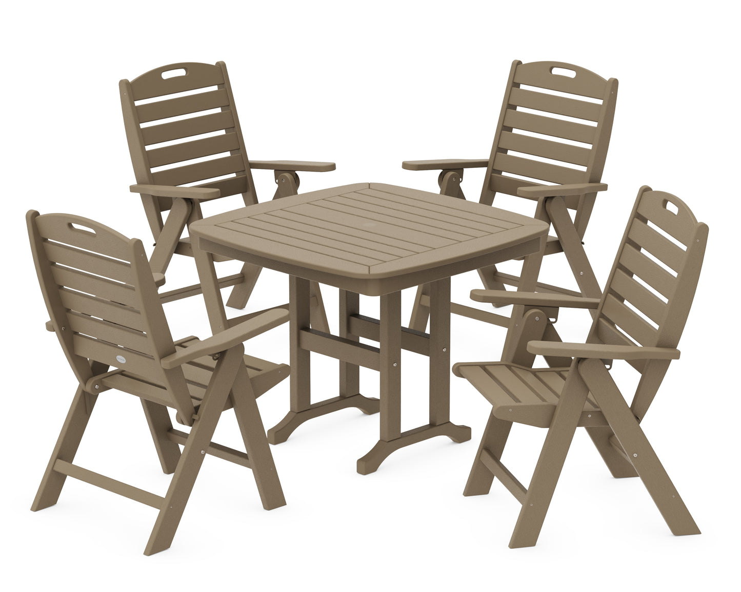 Nautical Folding Highback Chair 5-Piece Dining Set