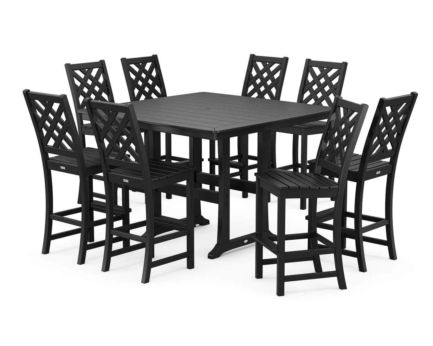 Wovendale Side Chair 9-Piece Square Bar Set with Trestle Legs