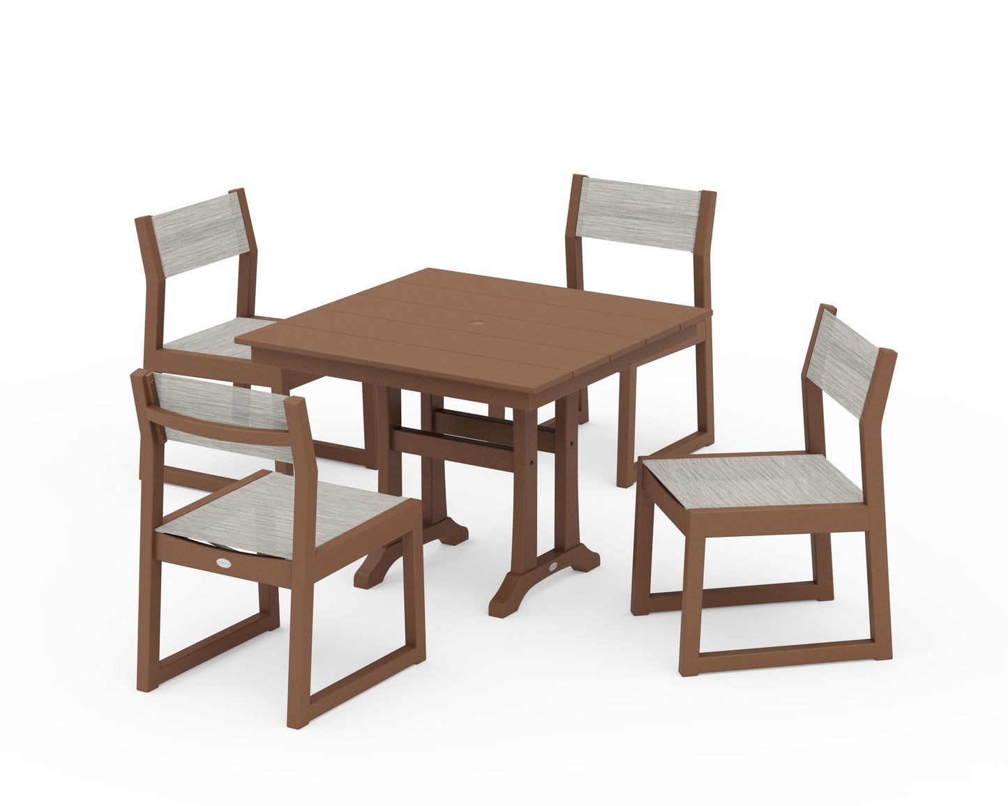 EDGE Sling 5-Piece Farmhouse Trestle Side Chair Dining Set