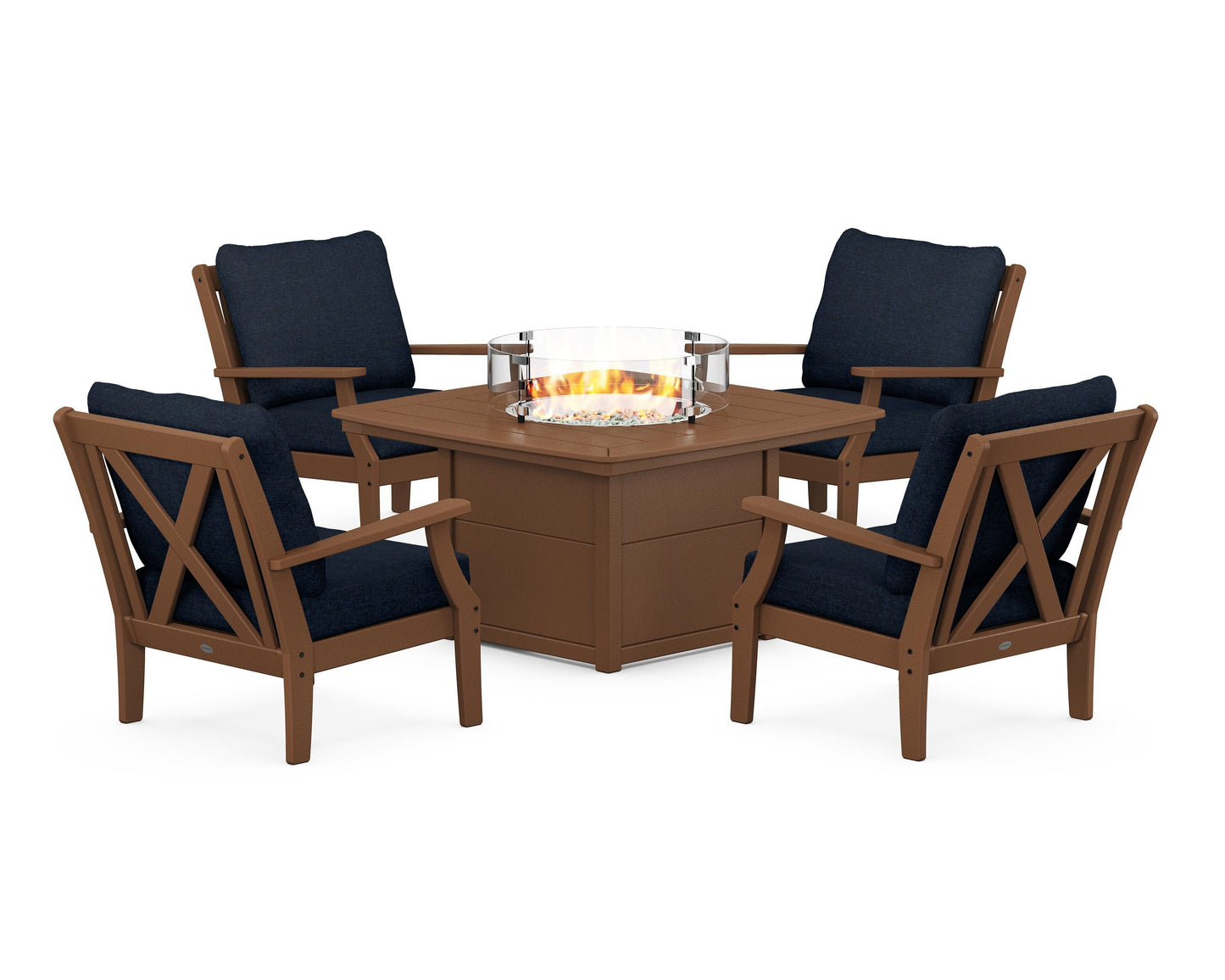 Braxton 5-Piece Deep Seating Conversation Set with Fire Pit Table