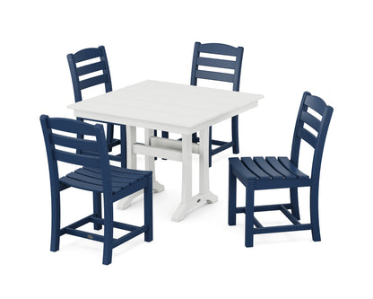 La Casa Cafe 5-Piece Farmhouse Trestle Side Chair Dining Set