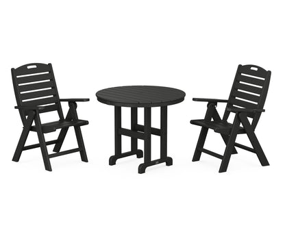 Nautical Folding Highback Chair 3-Piece Round Dining Set