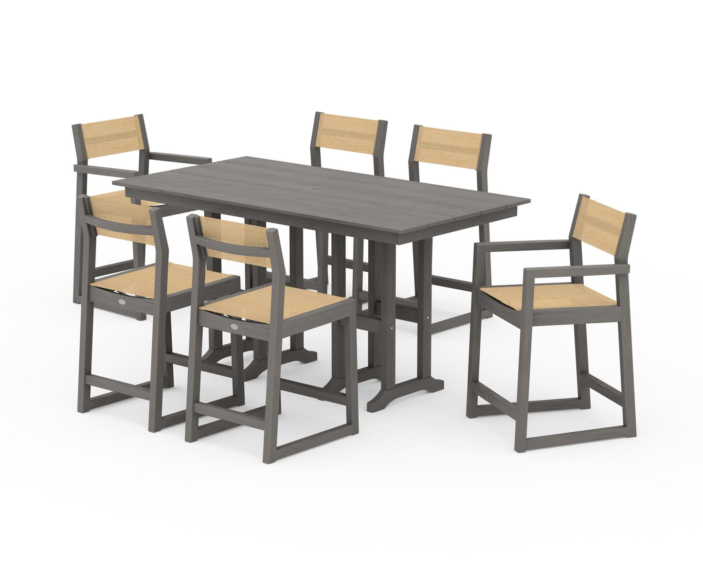 EDGE Sling 7-Piece Farmhouse Counter Set with Trestle Legs