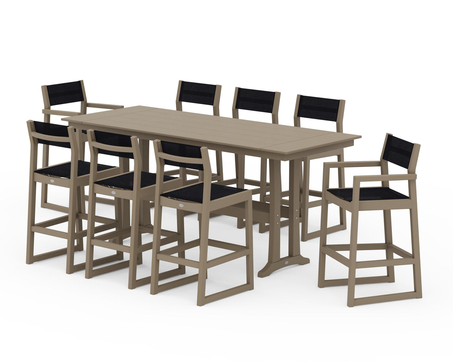 EDGE Sling 9-Piece Farmhouse Bar Set with Trestle Legs