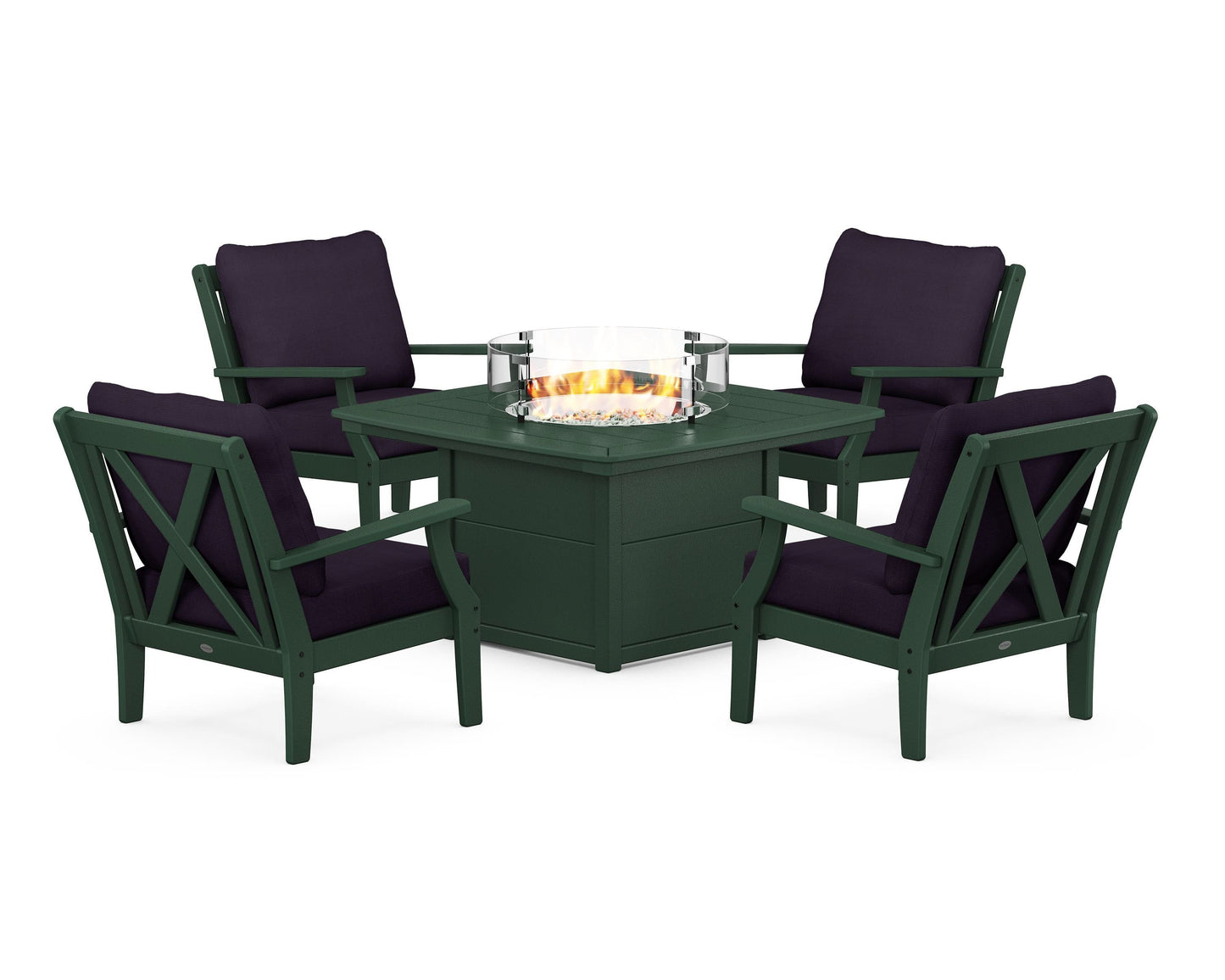Braxton 5-Piece Deep Seating Conversation Set with Fire Pit Table