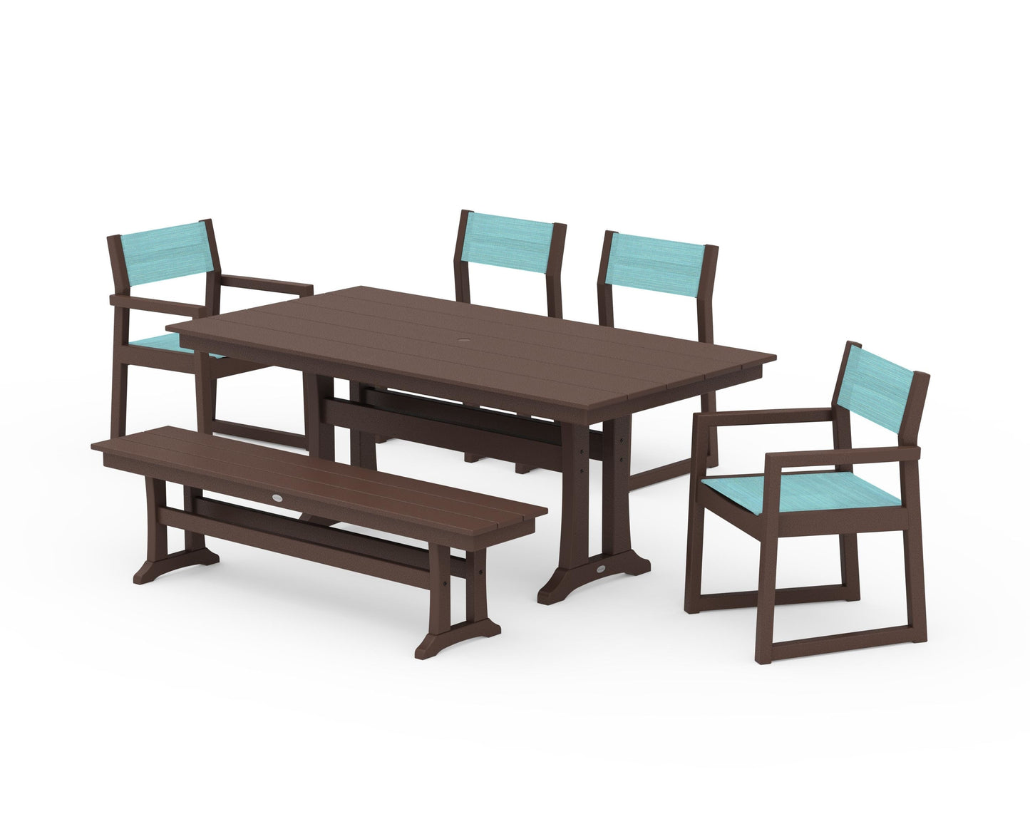EDGE Sling 6-Piece Farmhouse Dining Set With Trestle Legs