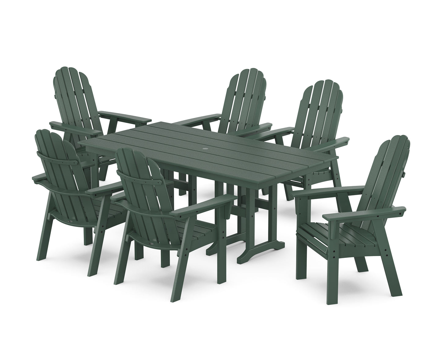 Vineyard Curveback Adirondack Chair 7-Piece Farmhouse Dining Set
