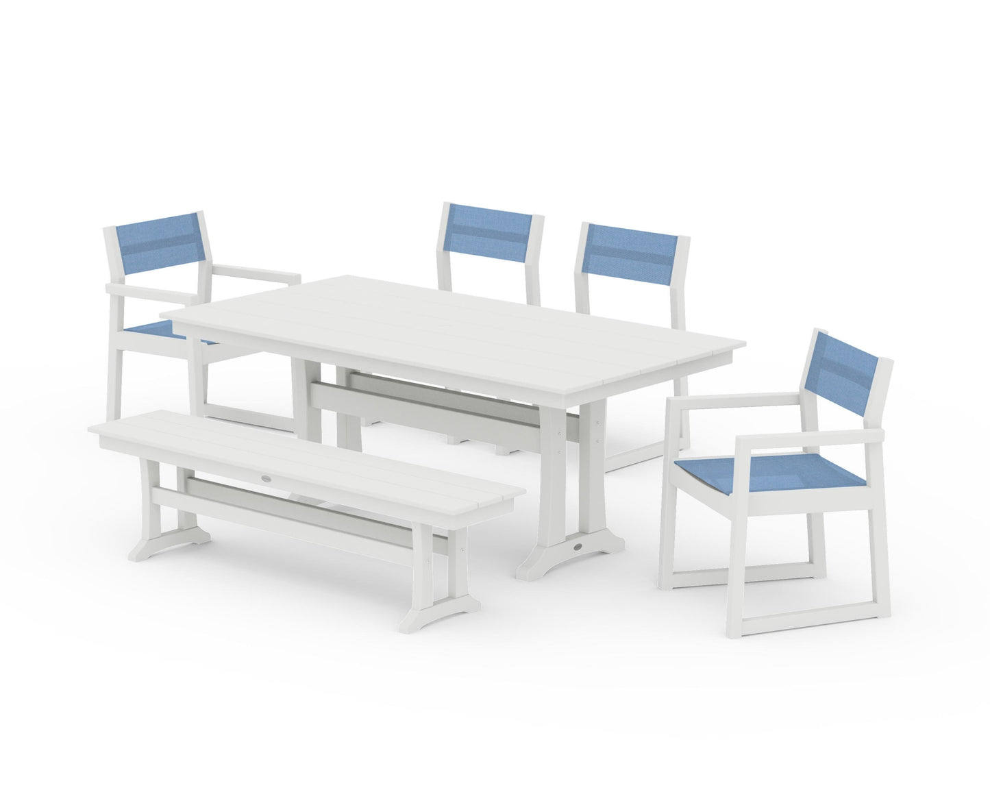 EDGE Sling 6-Piece Farmhouse Dining Set With Trestle Legs
