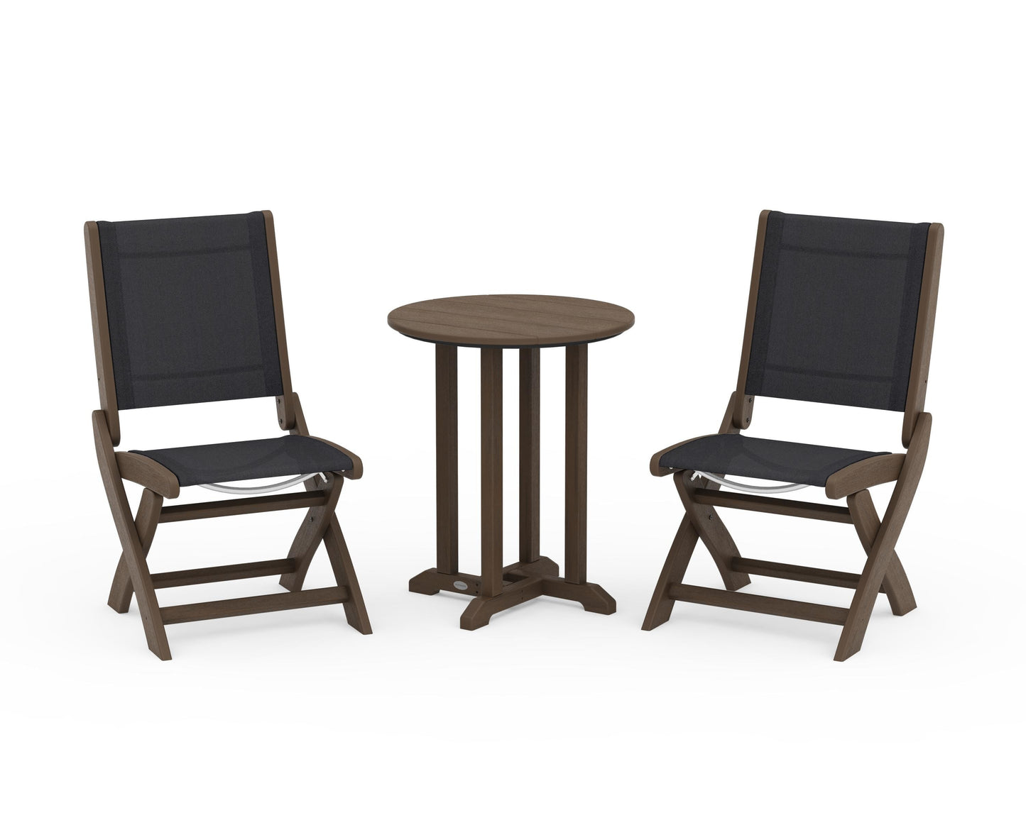 Coastal Folding Side Chair 3-Piece Round Bistro Dining Set