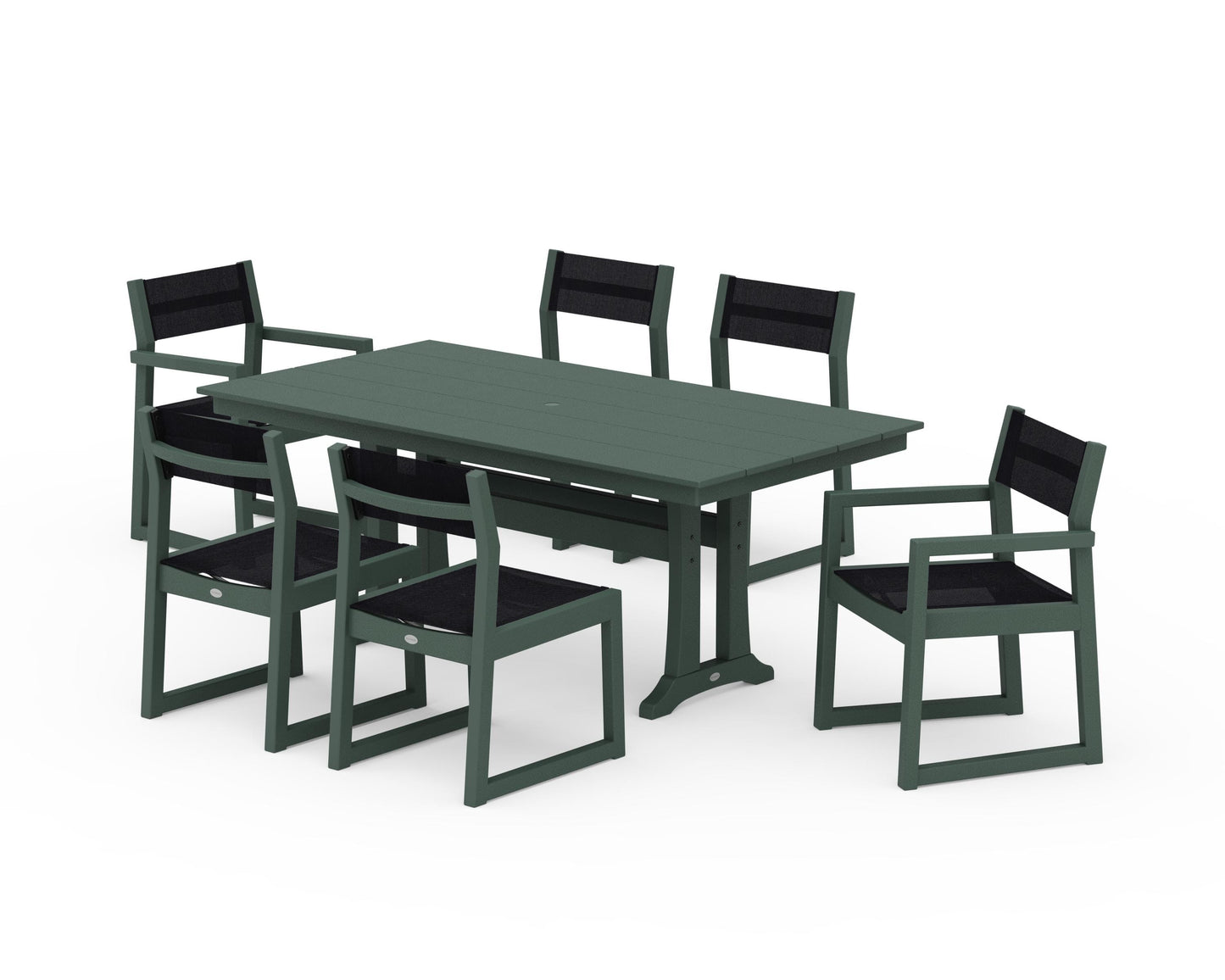 EDGE Sling 7-Piece Farmhouse Trestle Dining Set