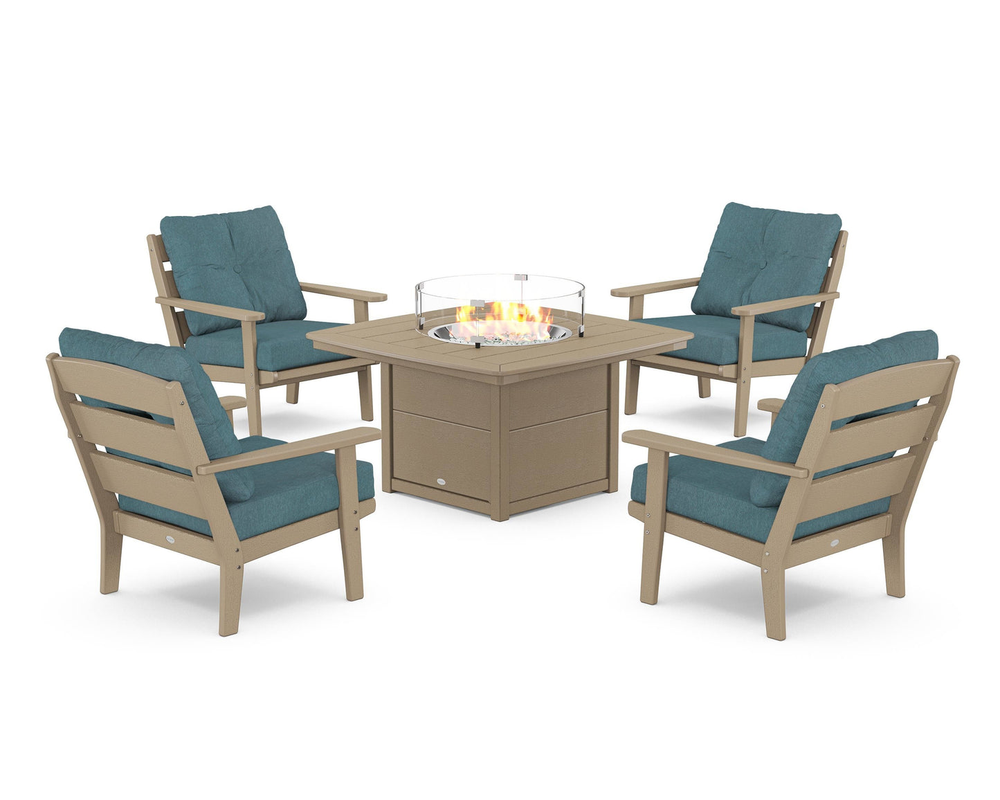 Lakeside 5-Piece Deep Seating Set with Nautical Fire Pit Table