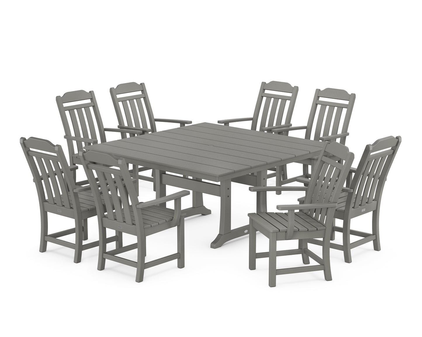 Country Living 9-Piece Square Farmhouse Dining Set with Trestle Legs