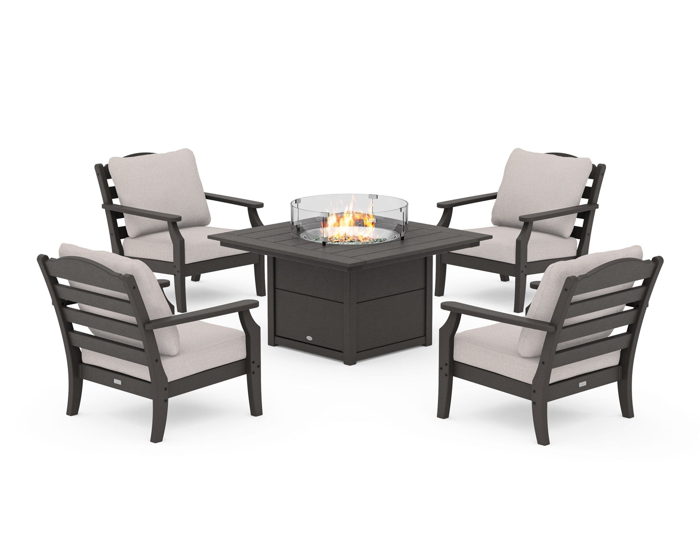 Savannah 5-Piece Deep Seating Set with Fire Pit Table