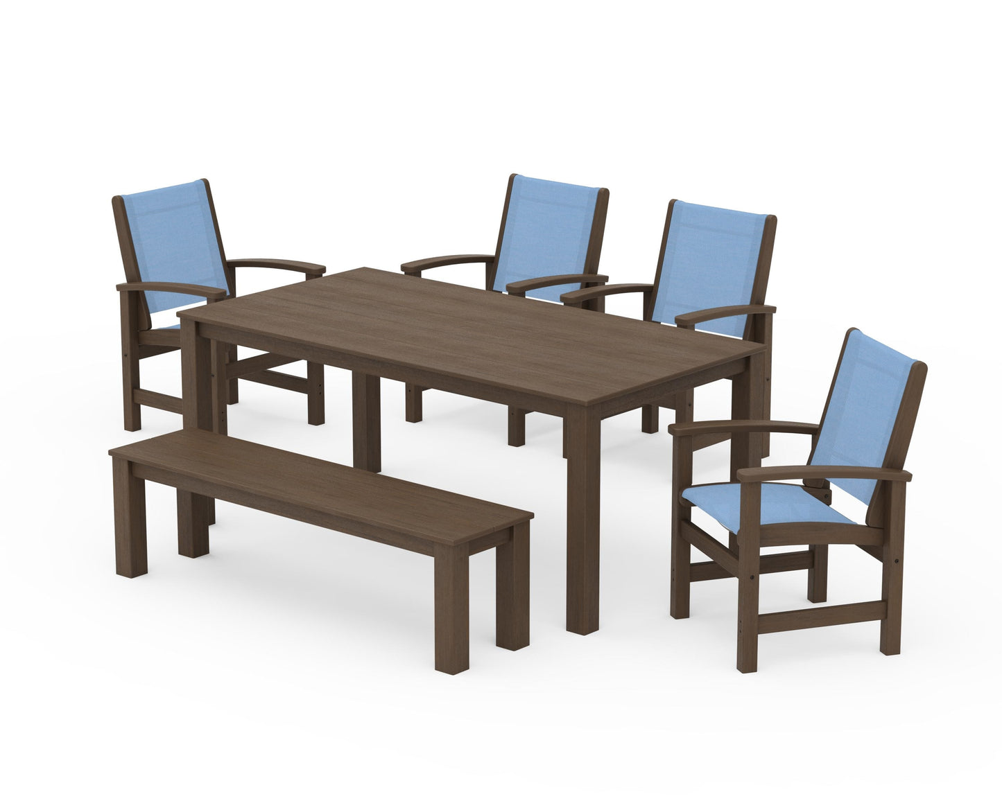 Coastal 6-Piece Parsons Dining Set with Bench