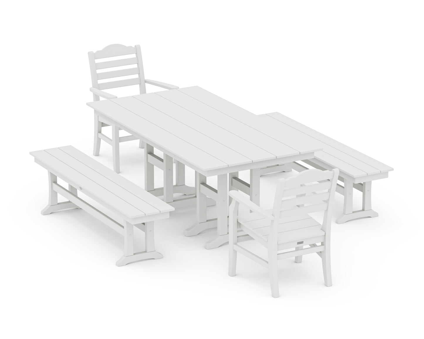 Savannah 5-Piece Farmhouse Dining Set with Benches