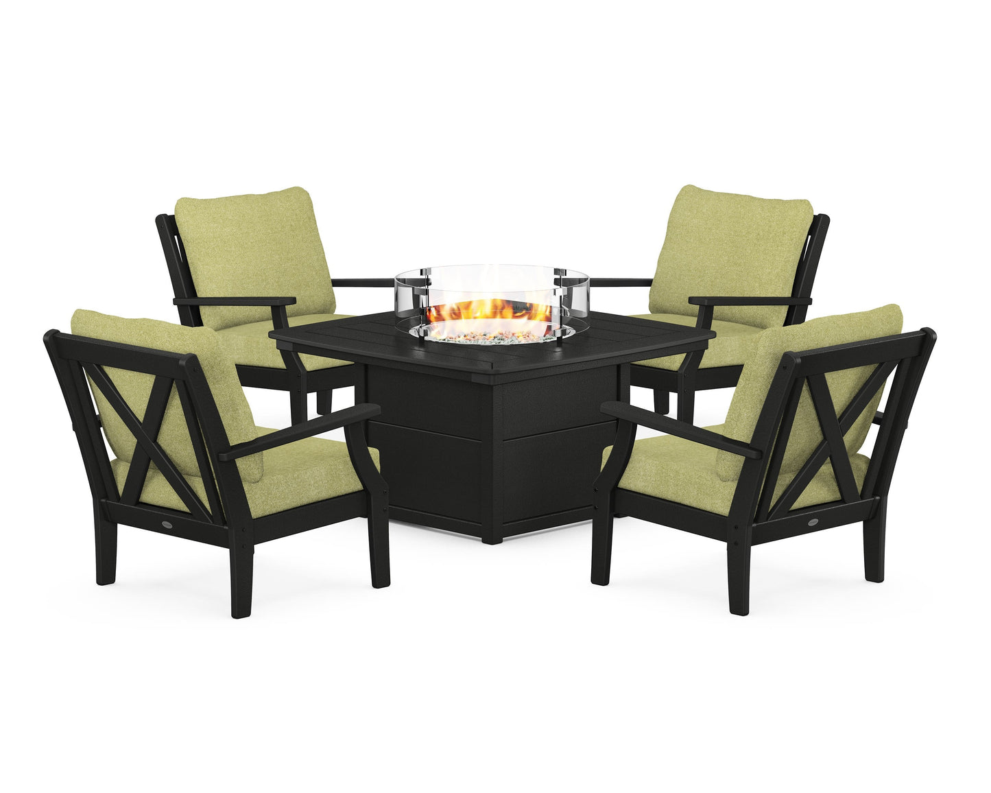 Braxton 5-Piece Deep Seating Conversation Set with Fire Pit Table