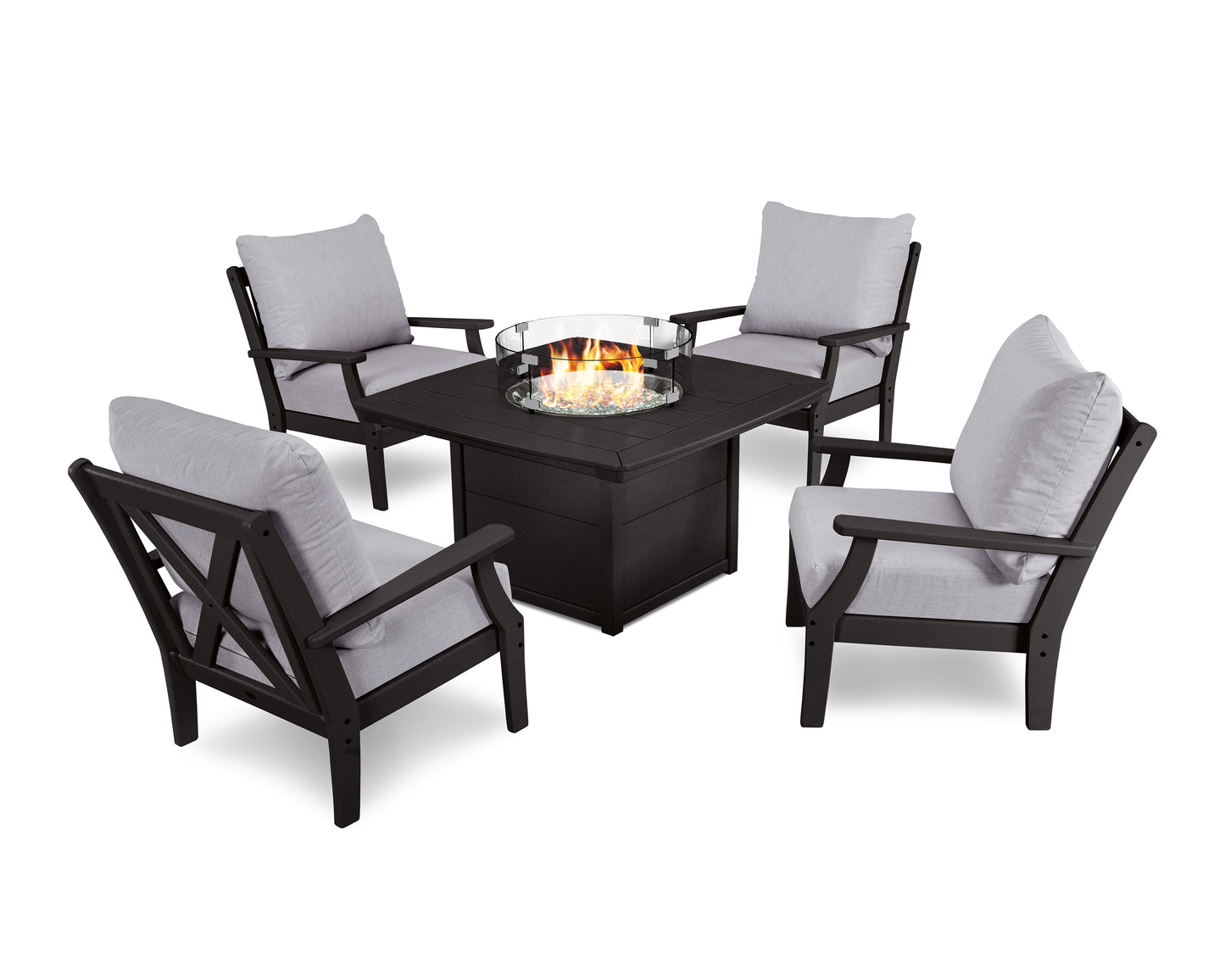 Braxton 5-Piece Deep Seating Conversation Set with Fire Pit Table