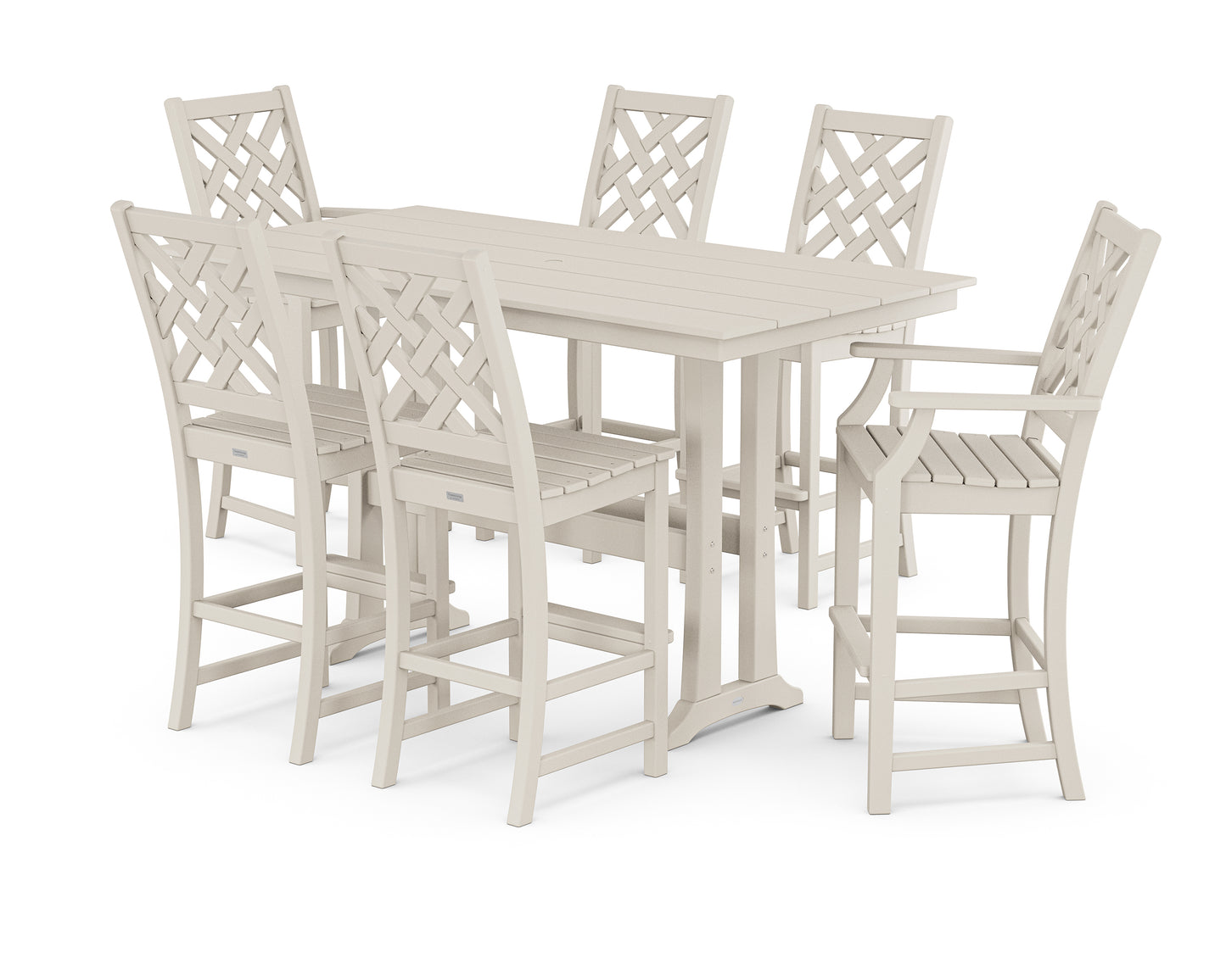 Wovendale 7-Piece Farmhouse Bar Set with Trestle Legs