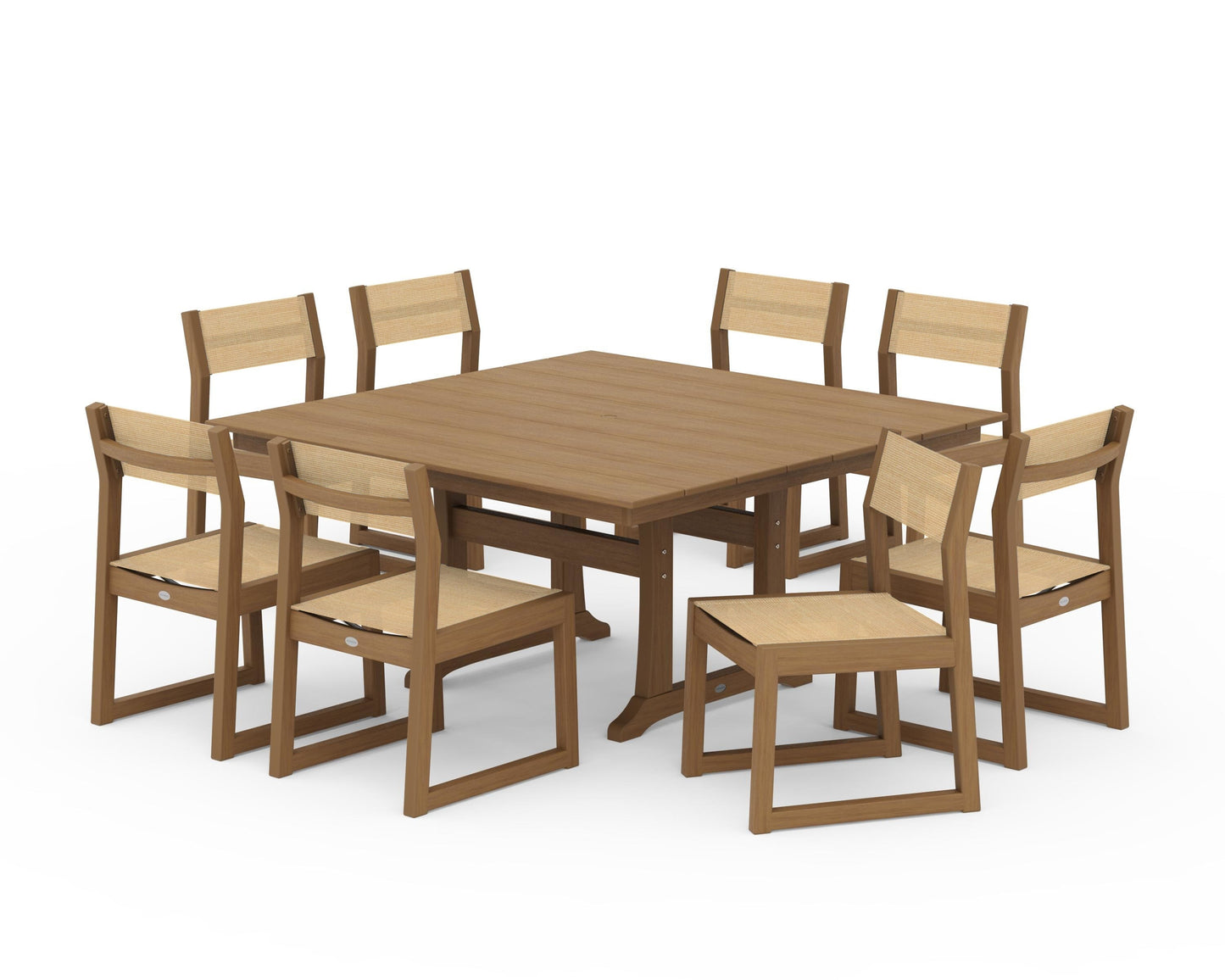 EDGE Sling Side Chair 9-Piece Farmhouse Trestle Dining Set