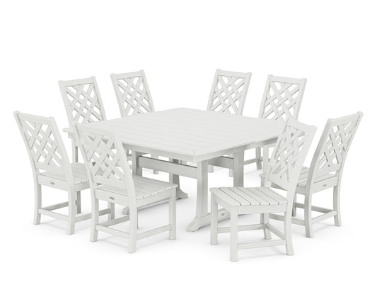 Wovendale Side Chair 9-Piece Square Dining Set with Trestle Legs