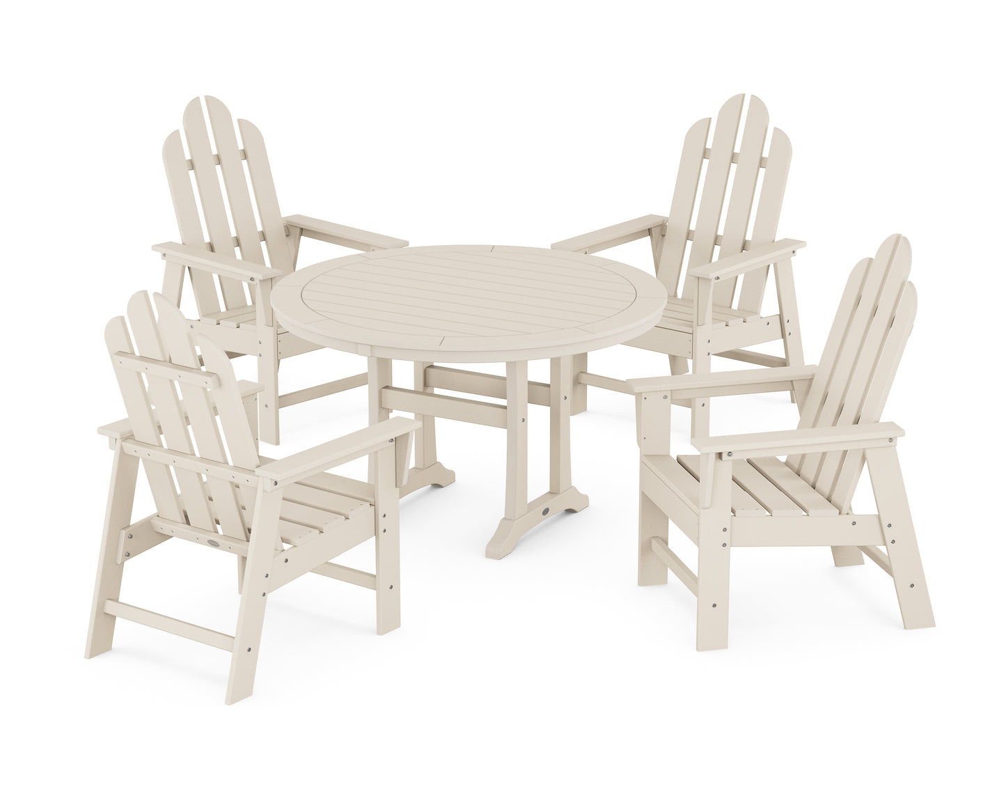 Long Island 5-Piece Round Dining Set with Trestle Legs