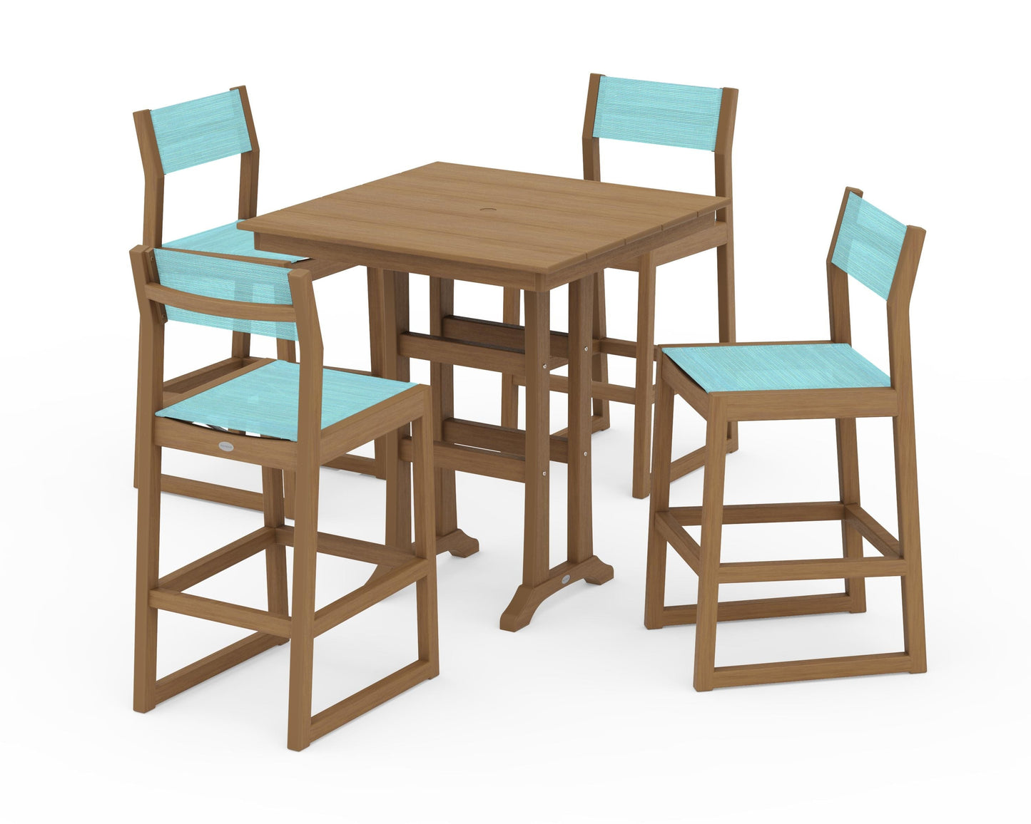 EDGE Sling Arm Chair 5-Piece Farmhouse Bar Set with Trestle Legs