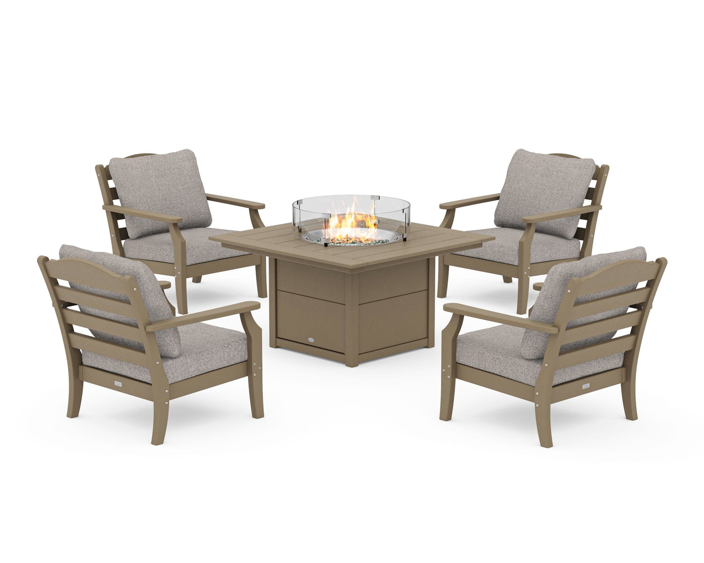 Savannah 5-Piece Deep Seating Set with Fire Pit Table