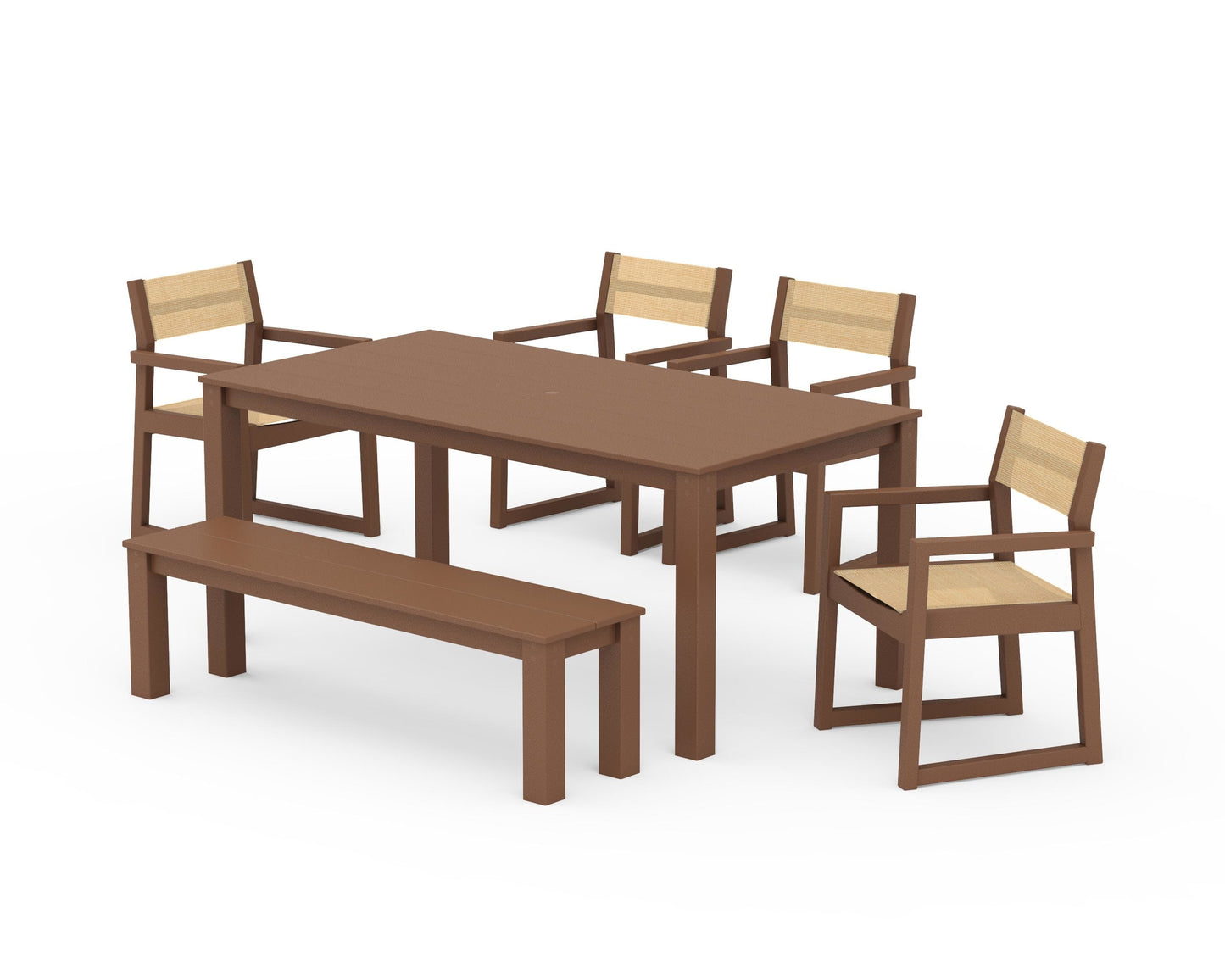 EDGE Sling Arm Chair 6-Piece Parsons Dining Set with Bench