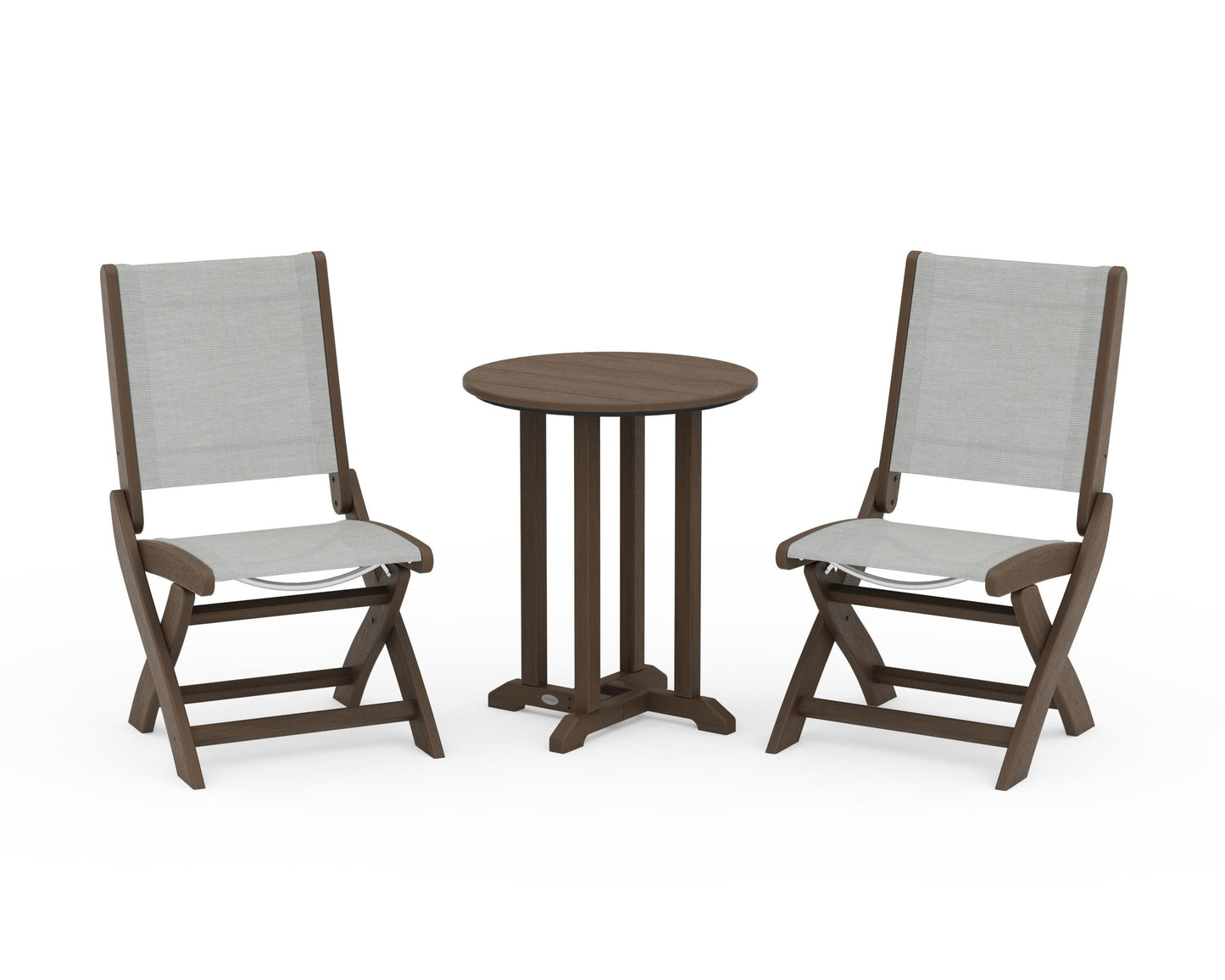 Coastal Folding Side Chair 3-Piece Round Bistro Dining Set