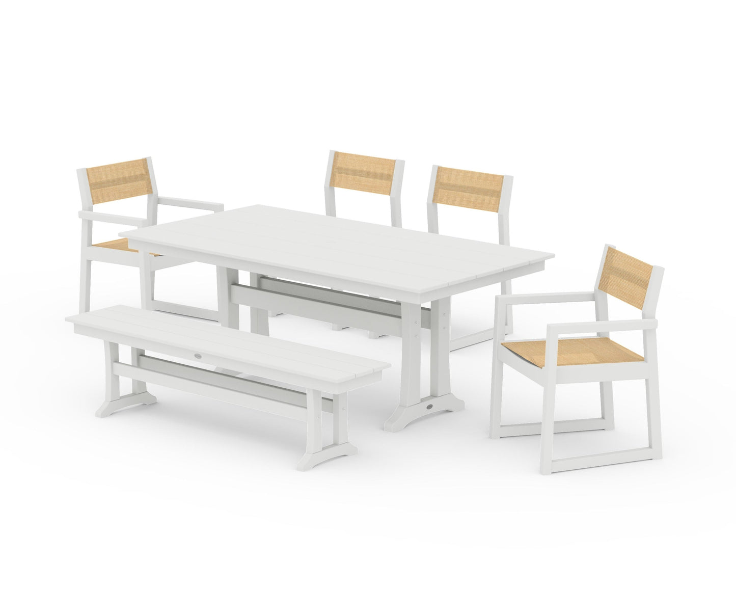 EDGE Sling 6-Piece Farmhouse Dining Set With Trestle Legs