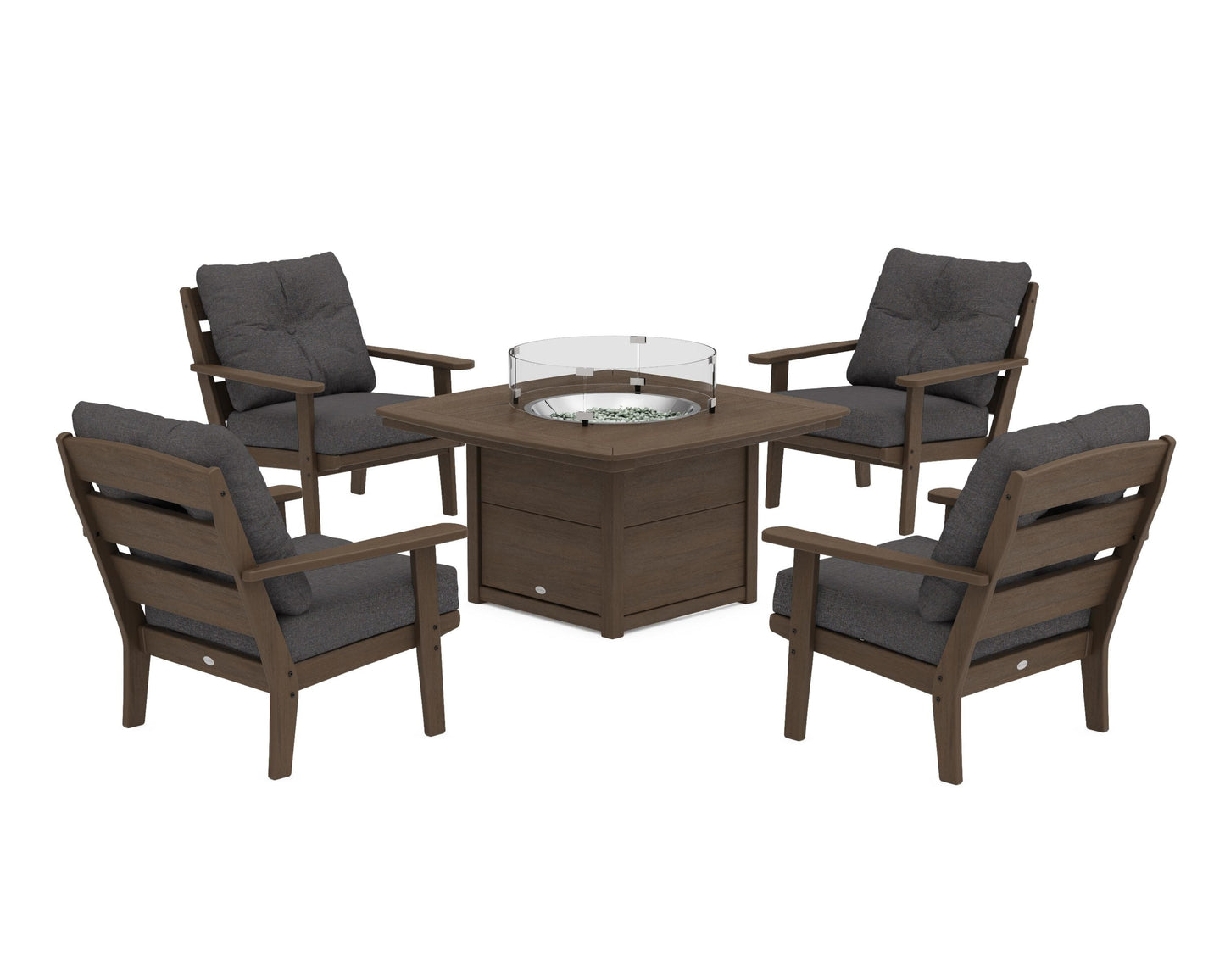 Lakeside 5-Piece Deep Seating Set with Nautical Fire Pit Table