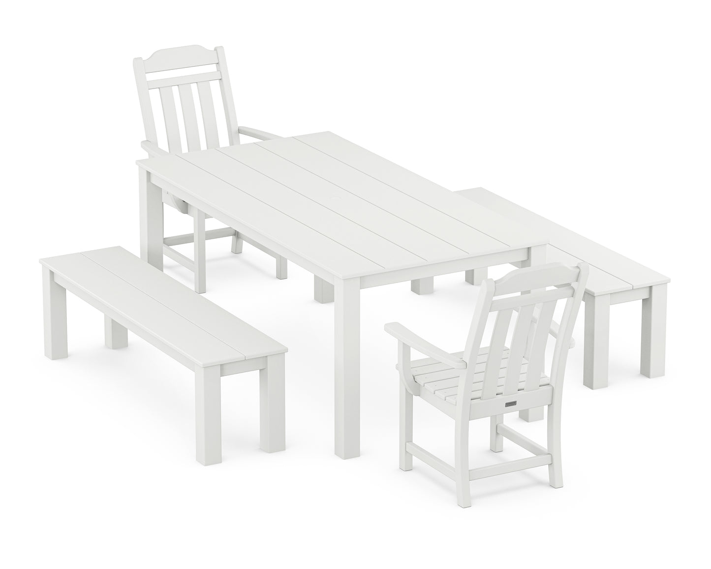 Country Living 5-Piece Parsons Dining Set with Benches