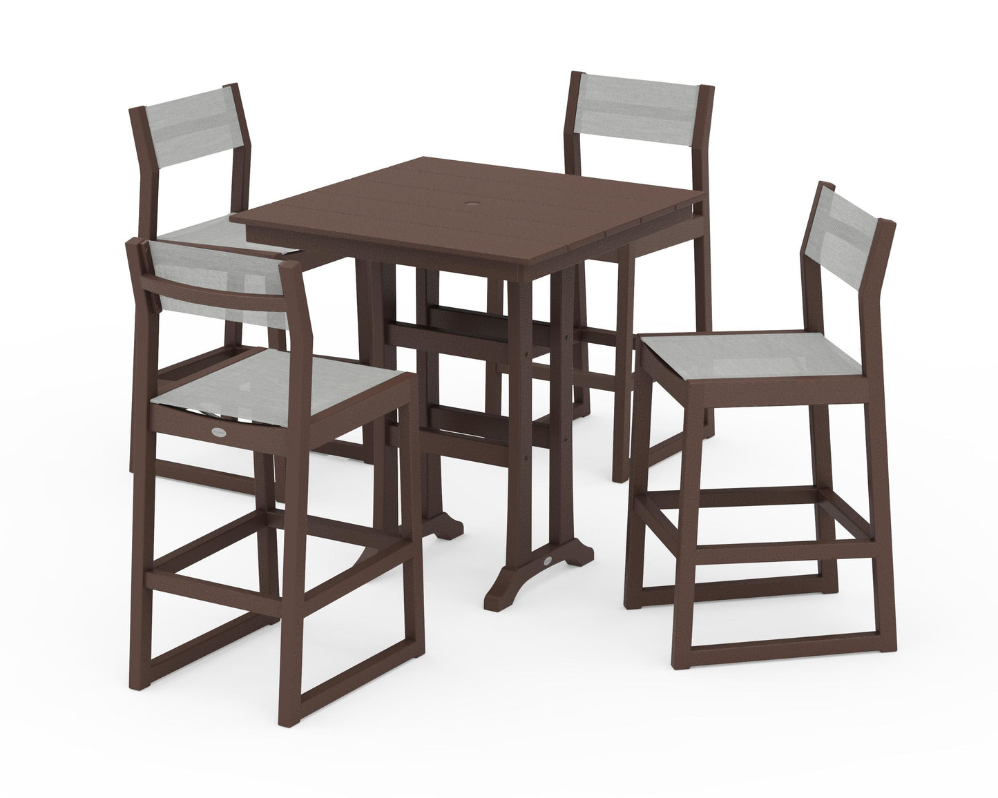 EDGE Sling Arm Chair 5-Piece Farmhouse Bar Set with Trestle Legs