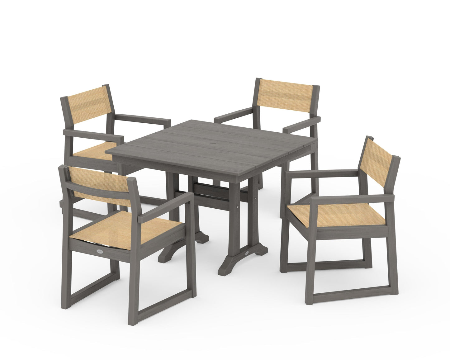 EDGE Sling 5-Piece Farmhouse Dining Set with Trestle Legs