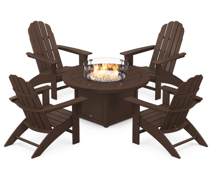 Vineyard Curveback Adirondack 5-Piece Conversation Set with Fire Pit Table