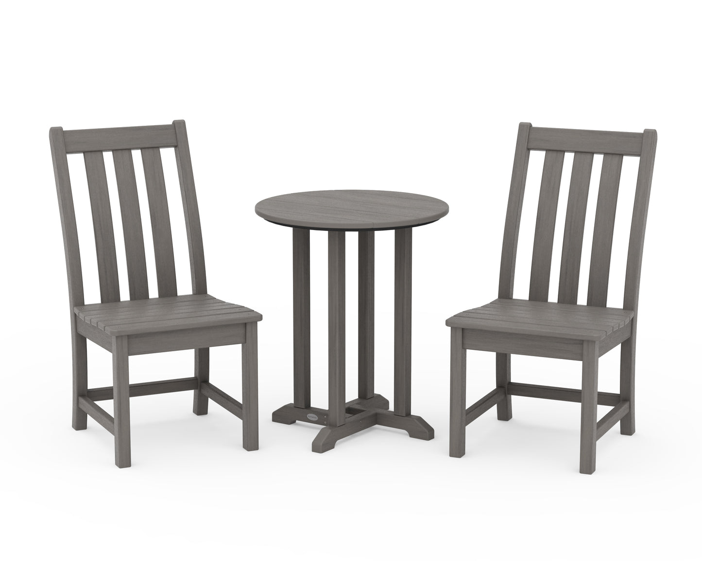 Vineyard Side Chair 3-Piece Round Bistro Dining Set
