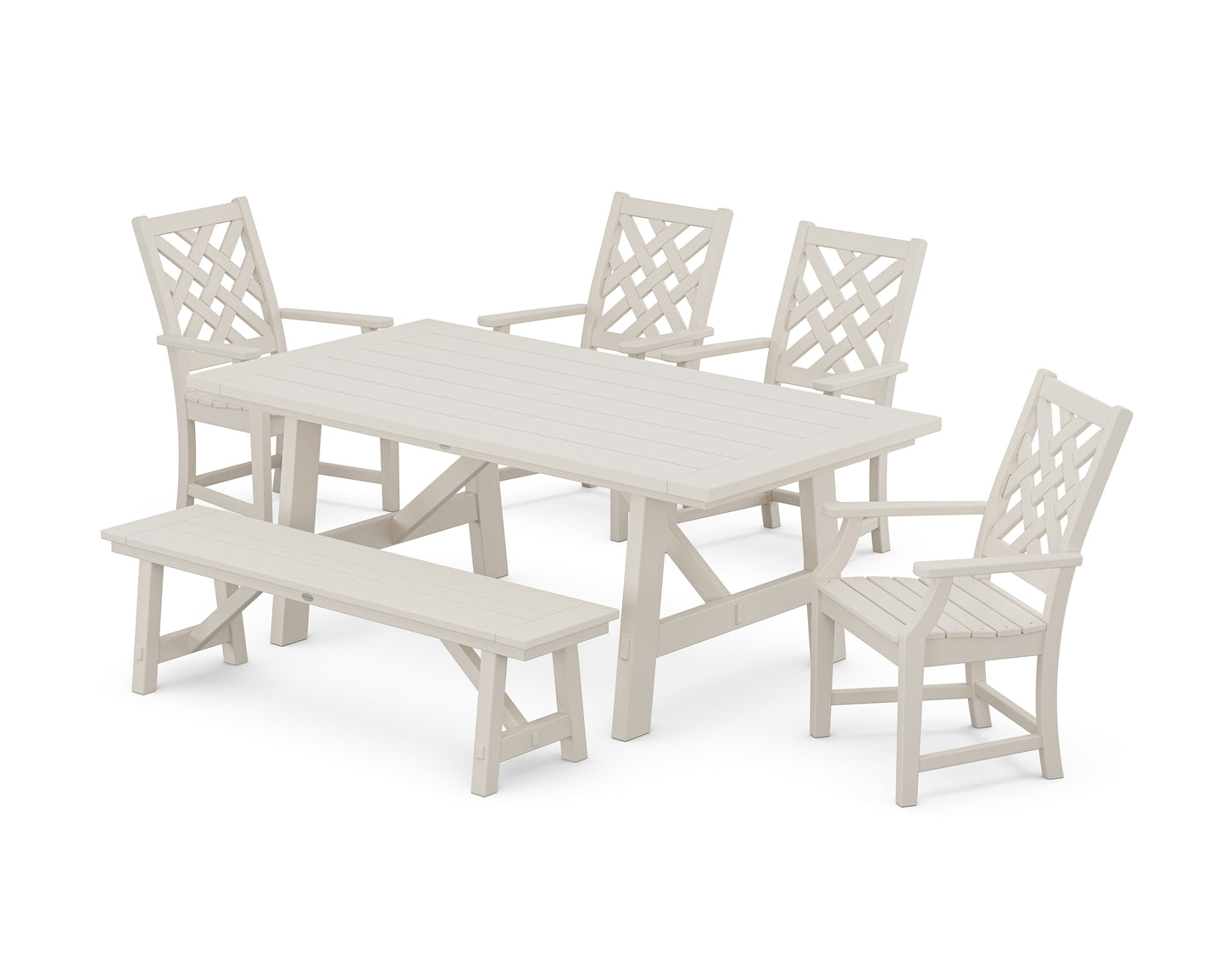 Wovendale 6-Piece Rustic Farmhouse Dining Set with Bench