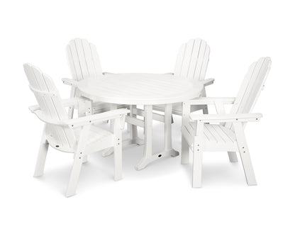 Vineyard Curveback Adirondack 5-Piece Nautical Trestle Dining Set