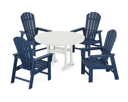 South Beach 5-Piece Round Dining Set with Trestle Legs