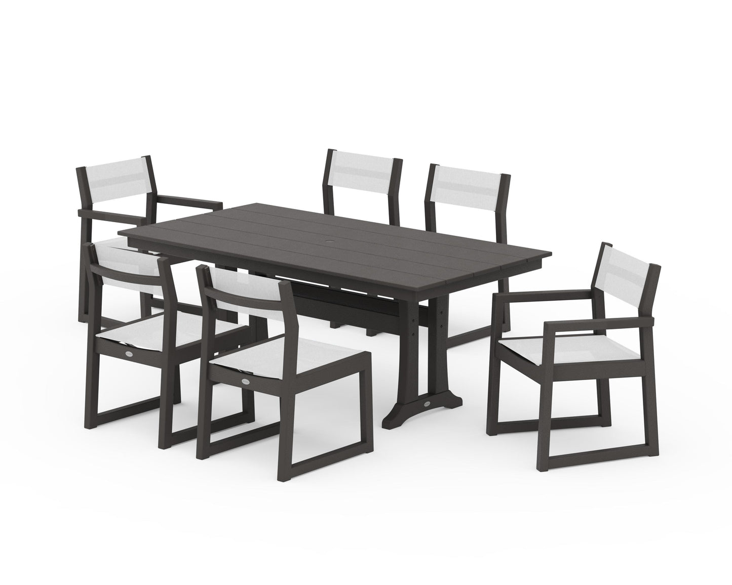 EDGE Sling 7-Piece Farmhouse Trestle Dining Set