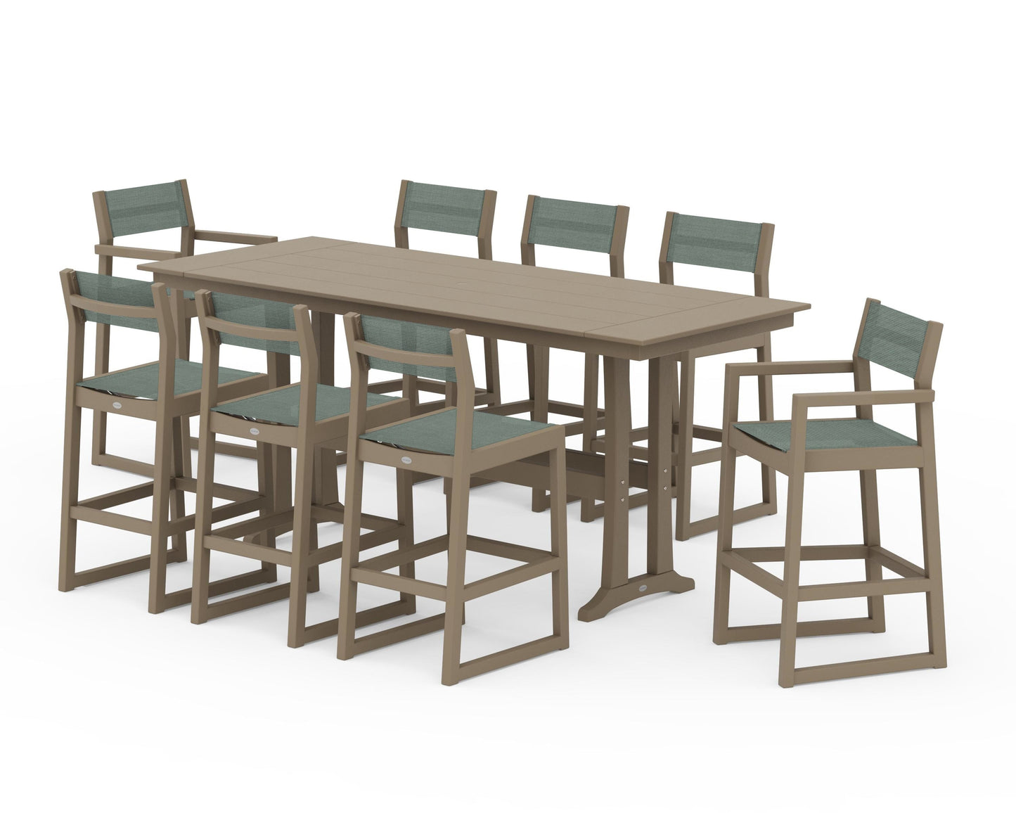 EDGE Sling 9-Piece Farmhouse Bar Set with Trestle Legs