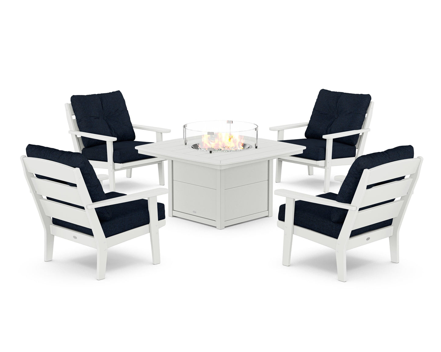 Lakeside 5-Piece Deep Seating Set with Nautical Fire Pit Table