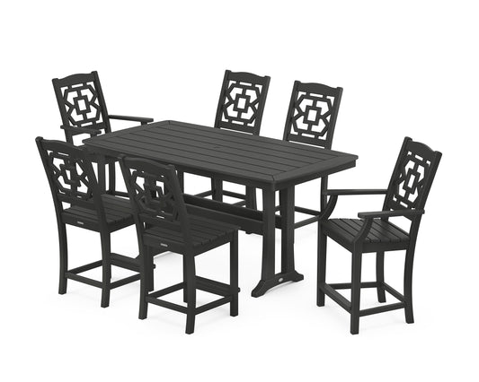 Chinoiserie 7-Piece Counter Set with Trestle Legs