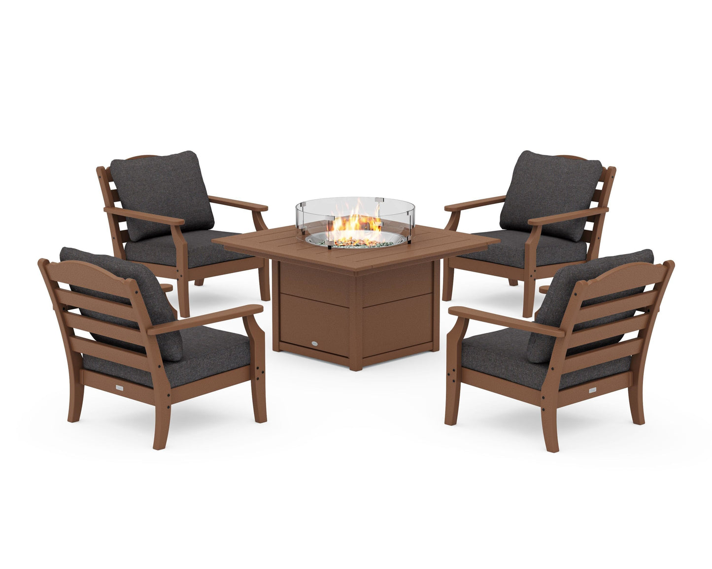 Savannah 5-Piece Deep Seating Set with Fire Pit Table