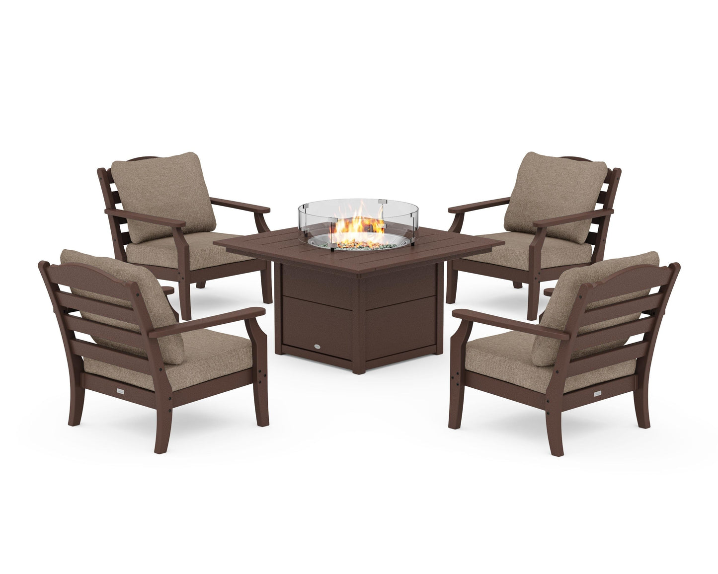 Savannah 5-Piece Deep Seating Set with Fire Pit Table