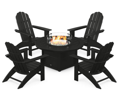 Vineyard Curveback Adirondack 5-Piece Conversation Set with Fire Pit Table