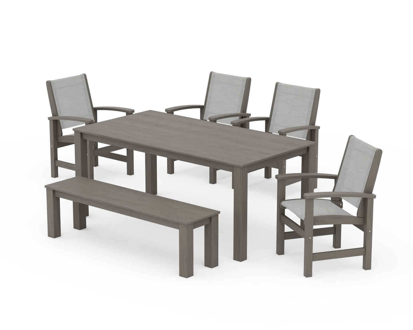 Coastal 6-Piece Parsons Dining Set with Bench