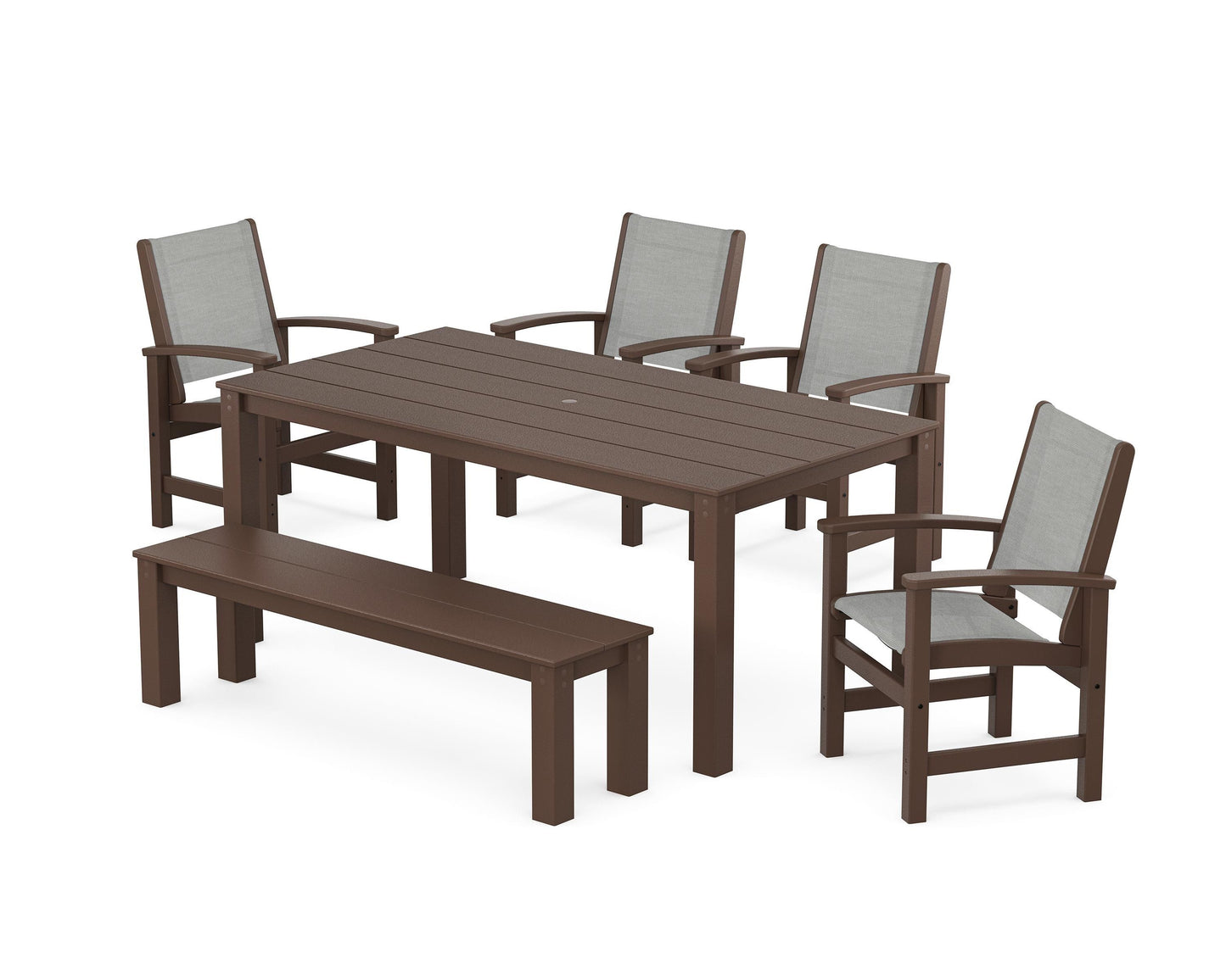 Coastal 6-Piece Parsons Dining Set with Bench