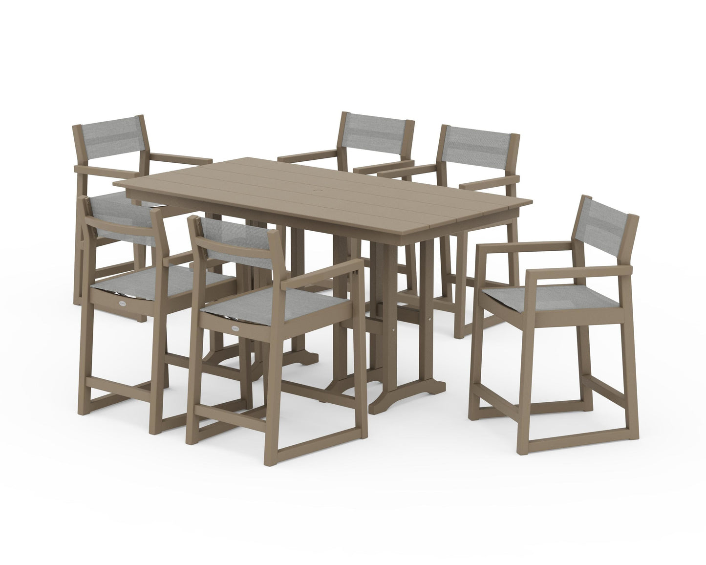 EDGE Sling Arm Chair 7-Piece Farmhouse Counter Set