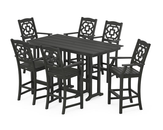 Chinoiserie Arm Chair 7-Piece Farmhouse Bar Set